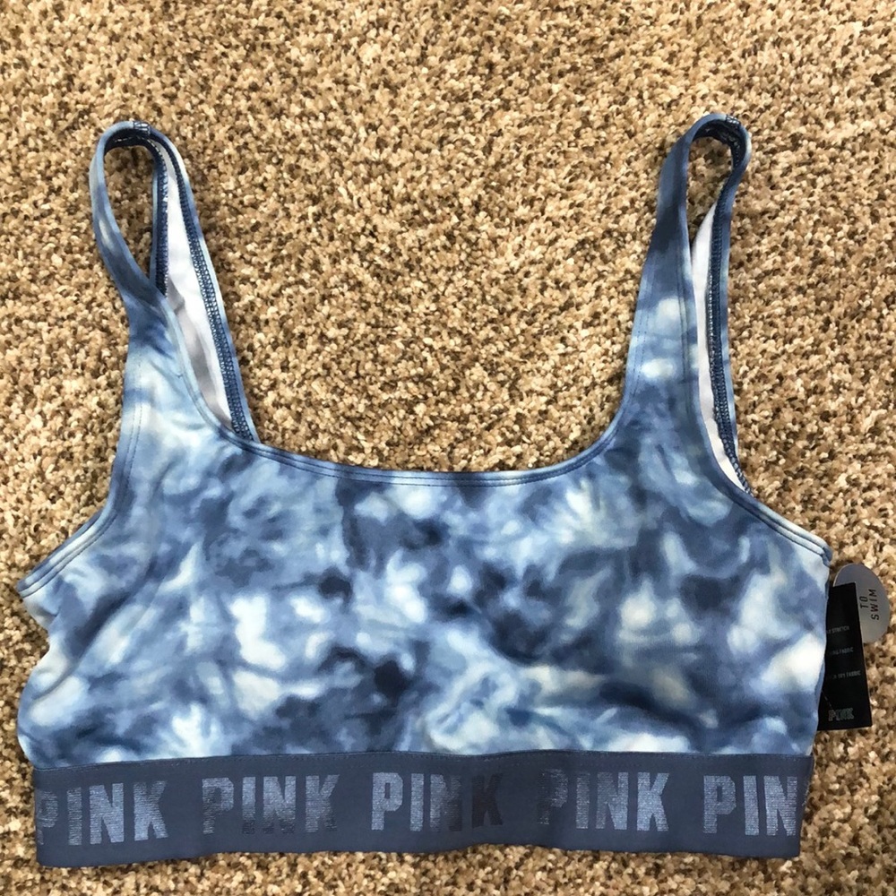 Pink Blue Bathing Suit/ Light Support Sports Bra